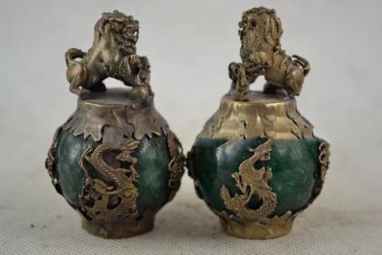 Antique Miscellaneous Silverware Agate Small Lion Ornament