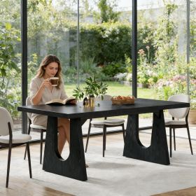 Wood Dining Table, 70" Rectangular Kitchen Table for 6-8 People