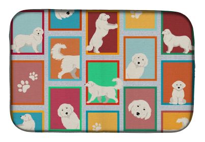 Lots of Great Pyrenees Dish Drying Mat Absorbent Dish Drying Mat Pad for Kitchen Counter Dish Drainer Mat for Countertop, 14 x 21", Multicolor