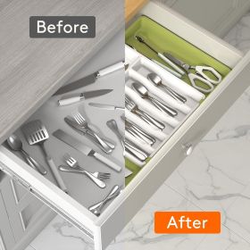 Silverware Drawer Organizer, Expandable Utensil Tray for Kitchen, BPA Free Flatware and Cutlery Holder (Material: Polypropylene)
