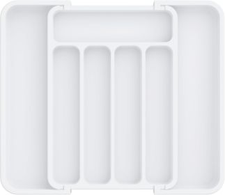 Silverware Organizer - Expandable Kitchen Drawer Organizer, Adjustable Utensil Organizer, Cutlery Tray for Forks, Knives (Color: White)